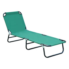 Famisati Foldable Outdoor Chaise Lounge Chair, 5-Level Reclining Camping Tanning Chair with Strong Oxford Fabric for Beach, Yard, Patio, Pool, Green