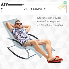 Famisati Zero Gravity Rocking Chair Outdoor Chaise Lounge Chair Recliner Rocker with Detachable Pillow and Durable Weather-Fighting Fabric for Patio, Deck, Pool, Grey