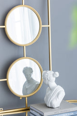 Famisati Wall decor mirror 3 Mirror Piece Wall Mirror in Gold Rectangular Frame, Home Wall Decor for Bedroom Living Room, 43"x16"