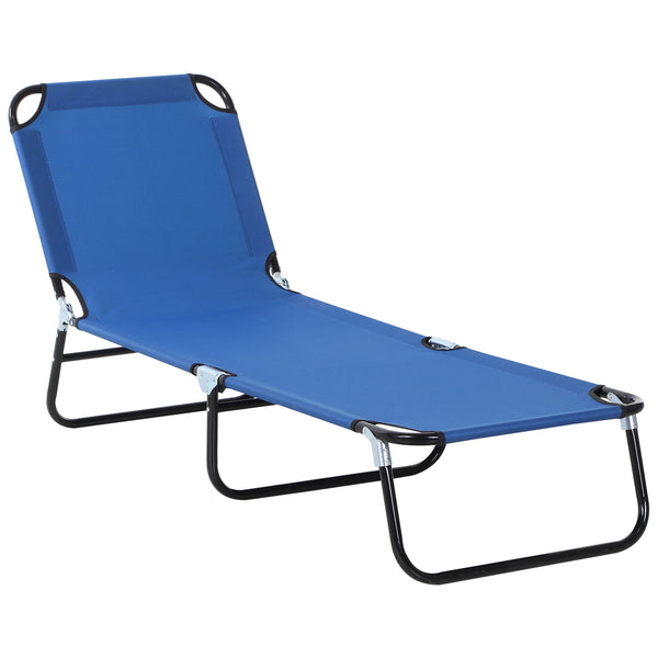 Famisati Folding Chaise Lounge Pool Chair, Patio Sun Tanning Chair, Outdoor Lounge Chair with 5-Positions Reclining Back, Oxford Fabric Seat for Beach, Yard, Patio, Blue