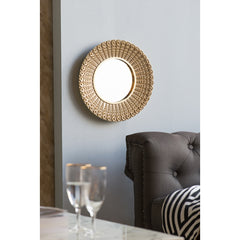 Famisati Wall decor mirror 18.5" Transitional Beaded Sunburst Mirror, Round Accent Wall Mirror for Living Room, Entryway, Bathroom, Office, Foyer