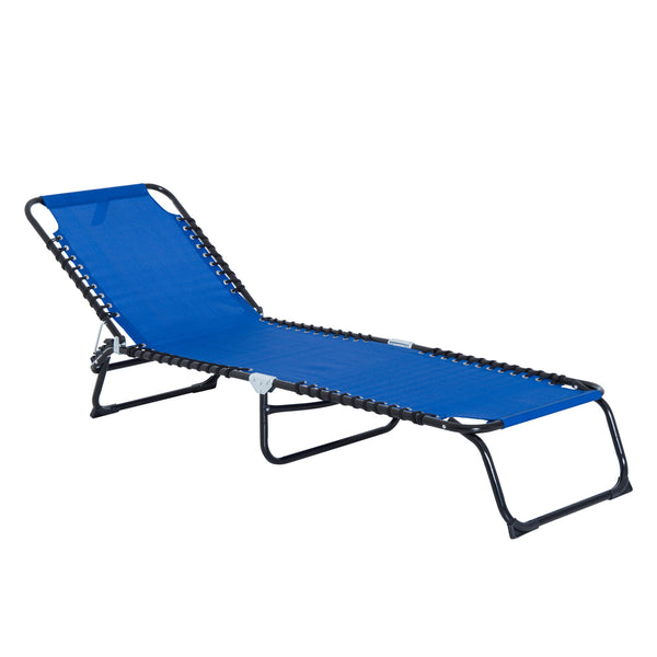 Famisati Folding Chaise Lounge Pool Chair, Patio Sun Tanning Chair, Outdoor Lounge Chair with 4-Position Reclining Back, Breathable Mesh Seat for Beach, Yard, Patio, Dark Blue