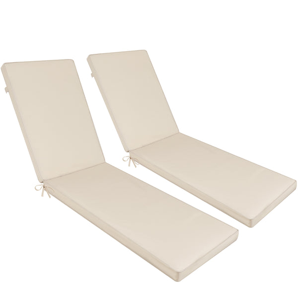 Attractiskin 2PCS Set Outdoor Lounge Chair Cushion Replacement Patio Funiture Seat Cushion Chaise Lounge Cushion-Beige