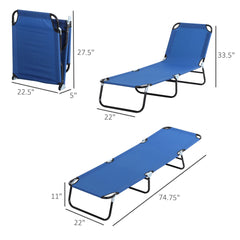 Famisati Folding Chaise Lounge Pool Chair, Patio Sun Tanning Chair, Outdoor Lounge Chair with 5-Positions Reclining Back, Oxford Fabric Seat for Beach, Yard, Patio, Blue