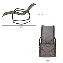 Famisati Rocking Sun Lounger, Chaise Lounge Rocker for Sunbathing, Sun Tanning, Foldable, Portable Outdoor Patio Chair, Brown