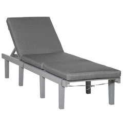 Attractiskin Chaise Lounge Chair for Outdoor, Patio Recliner with 4-Position Adjustable Backrest and Cushion for Deck, Beach, Lawn and Sunbathing, Gray