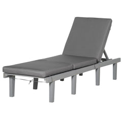 Attractiskin Chaise Lounge Chair for Outdoor, Patio Recliner with 4-Position Adjustable Backrest and Cushion for Deck, Beach, Lawn and Sunbathing, Gray