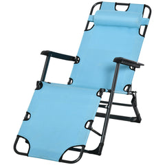 Famisati Folding Chaise Lounge Chair for Outside, 2-in-1 Tanning Chair with Pillow & Pocket, Adjustable Pool Chair for Beach, Patio, Lawn, Deck, Blue