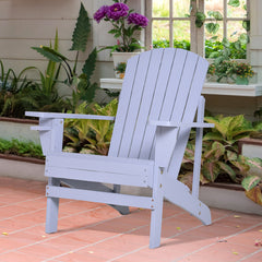 Famisati Wooden Adirondack Chair, Outdoor Patio Lawn Chair with Cup Holder, Weather Resistant Lawn Furniture, Classic Lounge for Deck, Garden, Backyard, Fire Pit, Gray