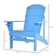 Famisati Wooden Adirondack Chair, Outdoor Patio Lawn Chair with Cup Holder, Weather Resistant Lawn Furniture, Classic Lounge for Deck, Garden, Backyard, Fire Pit, Blue