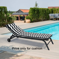 Attractiskin 2PCS Set Outdoor Lounge Chair Cushion Replacement Patio Funiture Seat Cushion Chaise Lounge Cushion-BLACK-WHITE