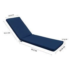 Attractiskin 2PCS Set Outdoor Lounge Chair Cushion Replacement Patio Funiture Seat Cushion Chaise Lounge Cushion-Navy Blue