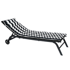 Attractiskin 2PCS Set Outdoor Lounge Chair Cushion Replacement Patio Funiture Seat Cushion Chaise Lounge Cushion-BLACK-WHITE