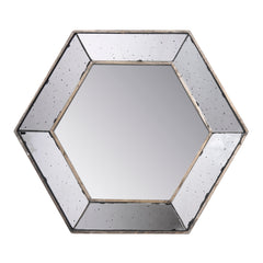 Famisati Wall decor mirror 21" x 18" Hexagon Wall Mirror with Traditional Silver Finish, Home Decor Accent Mirror for Living Room, Entryway, Bedroom