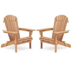 Famisati Wooden Outdoor Folding Adirondack Chair Set of 2 Wood Lounge Patio Chair for Garden,Garden, Lawn, Backyard, Deck, Pool Side, Fire Pit,Half Assembled, Light Brown