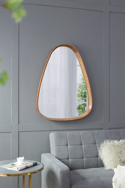 Famisati Wall decor mirror 30"x38" Irrgeular Mirror with Wood Frame, Wall Mirror for Living Room Bathroom Entryway