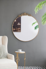 Famisati Wall decor mirror 36" x 39" Round Gold Mirror, Wall Mounted Mirror with Metal Frame for Bathroom Living Room