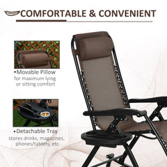 Famisati Outdoor Rocking Chairs, Foldable Reclining Zero Gravity Lounge Rocker w/ Pillow, Cup & Phone Holder, Combo Design w/ Folding Legs, Brown