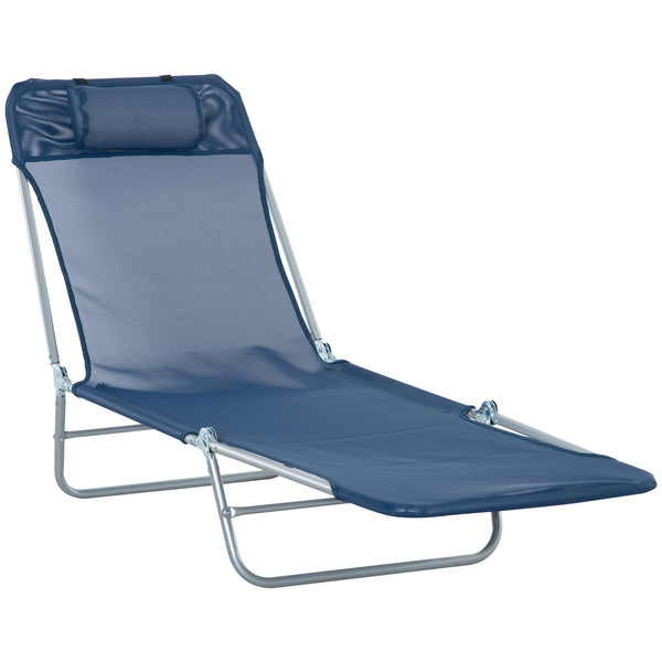 Famisati Folding Chaise Lounge Pool Chair, Patio Sun Tanning Chair, Outdoor Lounge Chair with 6-Position Reclining Back, Breathable Mesh Seat, and Headrest for Beach, Yard, Patio, Blue