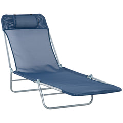 Famisati Folding Chaise Lounge Pool Chair, Patio Sun Tanning Chair, Outdoor Lounge Chair with 6-Position Reclining Back, Breathable Mesh Seat, and Headrest for Beach, Yard, Patio, Blue