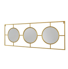 Famisati Wall decor mirror 3 Mirror Piece Wall Mirror in Gold Rectangular Frame, Home Wall Decor for Bedroom Living Room, 43"x16"