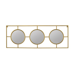 Famisati Wall decor mirror 3 Mirror Piece Wall Mirror in Gold Rectangular Frame, Home Wall Decor for Bedroom Living Room, 43"x16"