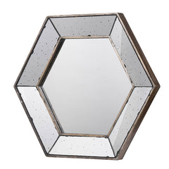 Famisati Wall decor mirror 21" x 18" Hexagon Wall Mirror with Traditional Silver Finish, Home Decor Accent Mirror for Living Room, Entryway, Bedroom