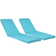 Attractiskin 2PCS Set Outdoor Lounge Chair Cushion Replacement Patio Funiture Seat Cushion Chaise Lounge Cushion-SKY BLUE