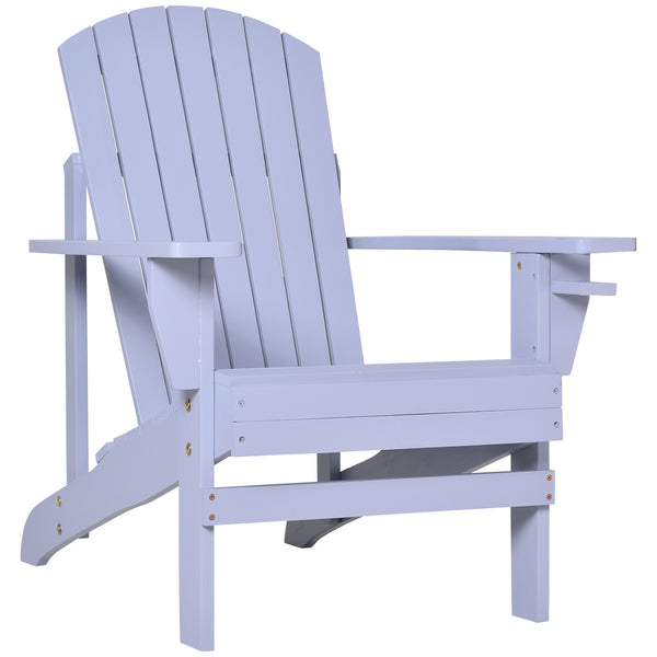 Famisati Wooden Adirondack Chair, Outdoor Patio Lawn Chair with Cup Holder, Weather Resistant Lawn Furniture, Classic Lounge for Deck, Garden, Backyard, Fire Pit, Gray