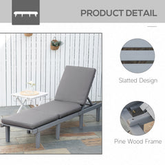 Attractiskin Chaise Lounge Chair for Outdoor, Patio Recliner with 4-Position Adjustable Backrest and Cushion for Deck, Beach, Lawn and Sunbathing, Gray