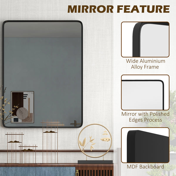 Famisati Wall decor mirror 36 x 24 Inch Wall Mirror, Aluminum Frame Rectangular Wall Mirrors Decorative Mirror, 5-Layer Float Technology Mirror for Home Decor, Bathroom, Corner Hangs (Horizontal/Vertical)