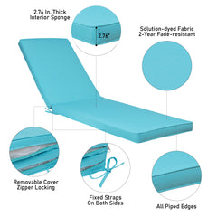 Famisati Outdoor Lounge Chair Cushion Replacement Patio Funiture Seat Cushion Chaise Lounge Cushion 1PC-SKY Blue