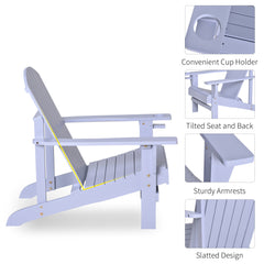 Famisati Wooden Adirondack Chair, Outdoor Patio Lawn Chair with Cup Holder, Weather Resistant Lawn Furniture, Classic Lounge for Deck, Garden, Backyard, Fire Pit, Gray