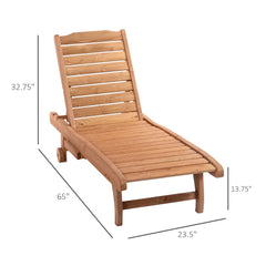 Famisati Outdoor Chaise Lounge Pool Chair, Built-In Table, Reclining Backrest for Sun tanning/Sunbathing, Rolling Wheels, Red Wood Look