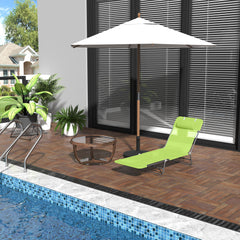 Famisati Folding Chaise Lounge Pool Chairs, Outdoor Sun Tanning Chairs with Pillow, Reclining Back, Steel Frame & Breathable Mesh for Beach, Yard, Patio,  Green