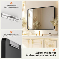 Famisati Wall decor mirror Bathroom Mirror Vanity Mirror for Wall,Aluminum Alloy Framed Wall Mirror Farmhouse,30"×22"