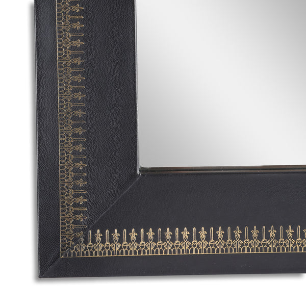 Famisati Wall decor mirror Wall Black Mirror with Golden Embossing (TC Goat Leather)