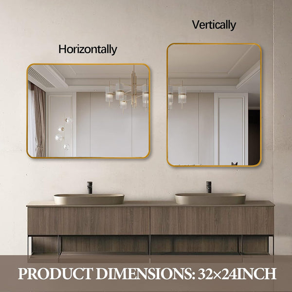 Famisati Wall decor mirror Gold 22 "x30" Rectangular Bathroom Wall Mirror