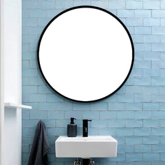 Famisati Wall decor mirror Tempered mirror 32" Wall Circle Mirror for Bathroom, Black Round Mirror for Wall, 20 inch Hanging Round Mirror for Living Room, Vanity, Bedroom