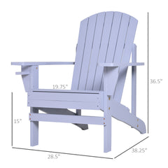 Famisati Wooden Adirondack Chair, Outdoor Patio Lawn Chair with Cup Holder, Weather Resistant Lawn Furniture, Classic Lounge for Deck, Garden, Backyard, Fire Pit, Gray