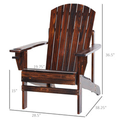 Famisati Wooden Adirondack Chair, Outdoor Patio Lawn Chair with Cup Holder, Weather Resistant Lawn Furniture, Classic Lounge for Deck, Garden, Backyard, Fire Pit, Brown