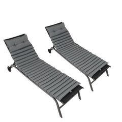 Attractiskin 2PCS Set Outdoor Lounge Chair Cushion Replacement Patio Funiture Seat Cushion Chaise Lounge Cushion-GREY