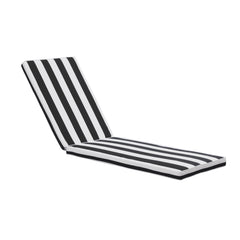 Attractiskin 2PCS Set Outdoor Lounge Chair Cushion Replacement Patio Funiture Seat Cushion Chaise Lounge Cushion-Black with White stripe