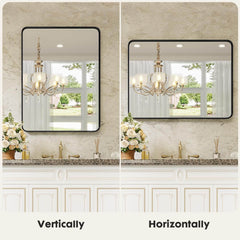 Famisati Wall decor mirror Bathroom Mirror Vanity Mirror for Wall,Aluminum Alloy Framed Wall Mirror Farmhouse,30"×22"